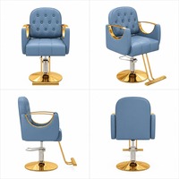 Fauteuil de Barbier Inclinable Moderne en Gros, 11 Couleurs, Accoudoirs Argentés et Dorés, Siège Pivotant pour Salon de Coiffure et Fournitures de Coiffage