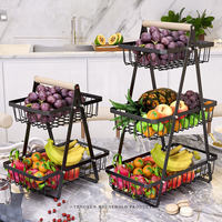 Panier de rangement pour fruits et légumes en métal 2/3 couches pour la cuisine Panier de rangement pour snacks de camping en fer Organisateur de fruits d'art pour la cuisine