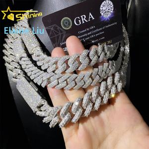 15mm 16mm 20mm 스털링 실버 925 VVS 모이사나이트 다이아몬드 힙합 쥬얼리 아이스 아웃 마이애미 쿠바 링크 체인 목걸이 - Product Image 6