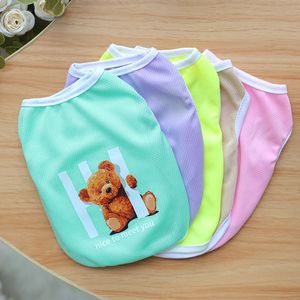 Pet Vest Cartoon <b>Bear</b> Print Candy Colors <b>Cute</b> Pullover For Cats And Dogs Spring Summer Thin Polyester - Product Image 2