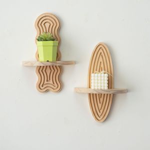 Wooden <b>Wall</b> Mounted Shelf Irregular Shape Natural Wood Color Home Decor <b>Display</b> Rack For Plant And Candle - Product Image 1