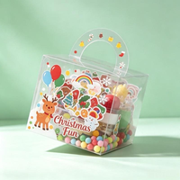 Boîte cadeau personnalisable en plastique PET transparent pour Noël, avec poignée, design pliable, impression UV, emballage alimentaire de qualité supérieure, Shanghai