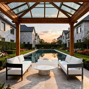 Juego de Sofá<span class=keywords><strong>s</strong></span> de Jardín para Exteriores, Muebles de Exterior Modernos de Lujo, Estructura de Aluminio, Juego de Sofá<span class=keywords><strong>s</strong></span> 3S para Decoración de Casas Modelo - Product Image 1