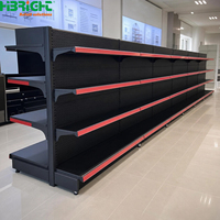 Étagère de présentation double face robuste en métal noir Highbright pour magasin de proximité, rayonnages de supermarché