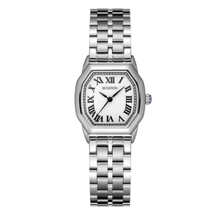 Montre à quartz pour femme en acier inoxydable poli de luxe avec boîtier octogonal pour les occasions formelles et décontractées - Product Image 1