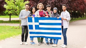 Expédition rapide Pays résistants à <span class=keywords><strong>la</strong></span> décoloration Logo Bleu Blanc Croix Drapeau Léger Qualité 3x5 Ft Épais Polyester Grèce Drapeau - Product Image 6