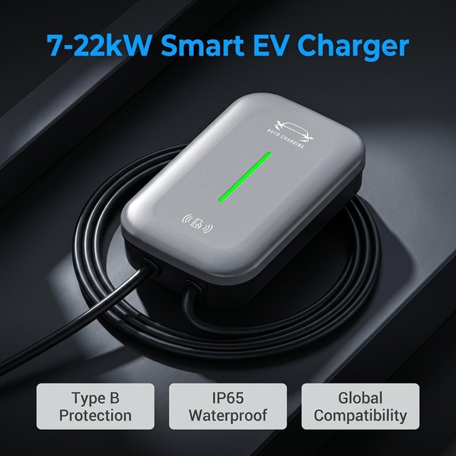 New IP65 Weatherproof 7kW Single Phase Type 2 RCD Protection TPU Cable CE TUV UKCA Certified Home Wallbox EV Charger