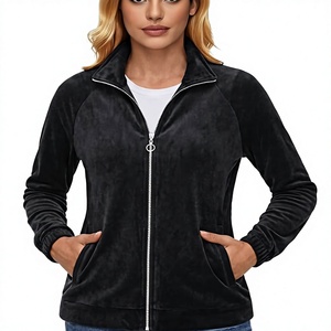Women's Fleece Jacket Full Zip Velour Knitted Stand Collar Warm Winter <b>Coat</b> Polar Soft Velvet Lightweight Sweatshirt Outerwear - Product Image 5