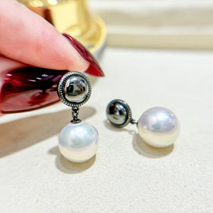 Bandeja Vacía de Plata S925 para Accesorios de Perlas DIY con Cuentas Redondas de 9-13 mm para Joyería de Plata de Moda, Pendientes 22193 - Product Image 3