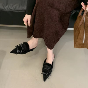2024 New Women's Flat Pointed Boat <b>Shoes</b> Slippers Breathable and Fashion Trend for Spring Summer Autumn Seasons Solid Color - Product Image 3