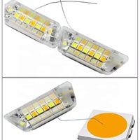 Feux de jour à LED dynamiques avec clignotants séquentiels DRL 50cm 12V pour voiture, bande lumineuse flexible en forme de larme de cristal blanc et jaune