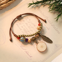 Handgeweven keramische planten-eikelarmband, natuurlijke fruitarmband, vintage bosstijlarmband voor dames