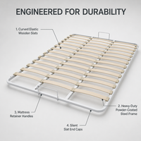 Sommier en fer à lattes, support de matelas en métal, plateforme durable, installation facile