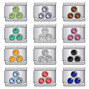 Pulsera de Eslabones en Tono Plateado con Colgante de 4 Piedras de Colores, Cadena de Estilo Italiano, Pieza de Repuesto para Joyería - Product Image 1