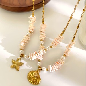Yf6397 Collar de Moda para Mujer, Estilo Oceánico, Acero Inoxidable, Chapado en Oro de 18k, con Colgante de Concha y Perla - Product Image 3
