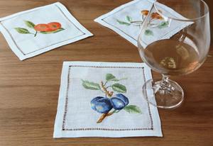 Servilletas de Lino para Cócteles con Diseño de Frutas de Huerto |   Servilletas de Mesa Reutilizables Ecológicas de Lino 100% Natural Premium - Product Image 3