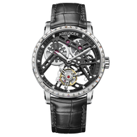 AGELOCER Original Tourbillon Montre Classique Hommes Affaires Formelle De Luxe Squelette Manuel Montre Mécanique Diamant Lunette Cadeau