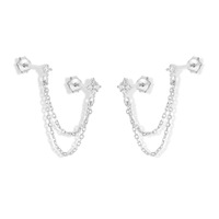 Neue Modische Feine Schmuckstücke 18K Vergoldete 925 Sterling Silber Lange Kette Quasten-Zirkon-Blumen-Ohrhänger