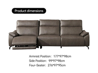 Canapé inclinable électrique moderne 3 places avec sièges à mouvement électrique et dossier ergonomique, canapé en cuir de luxe pour salon