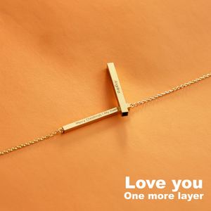 Collar de Acero Inoxidable para Mujer, Joyería que No se Deslustra, Grabado Personalizado, Plata, Barras Dobles, Espacio en Blanco para Mensaje Oculto, Barra Grabada - Product Image 4