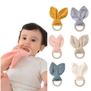 Оптовая продажа, детское одеяло, игрушки для младенцев, красивый мягкий хлопковый Прорезыватель для зубов из натурального дерева