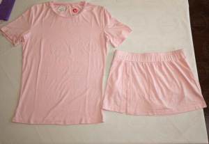 Spor salonu Mini Skort 2 parça Set kadın yaz özel LOGO pamuk kısa kollu gömlek ve Mini etek iki parçalı salon seti kadın giyim - Product Image 2