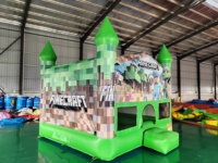 Château gonflable certifié CE Minecraft 13x13 pieds pour fêtes d'anniversaire d'enfants et locations événementielles