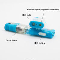 Briquet à Cigarettes Moderne en Plastique Rechargeable au Butane avec Deux ou Trois Compartiments à Piles et Lumières LED