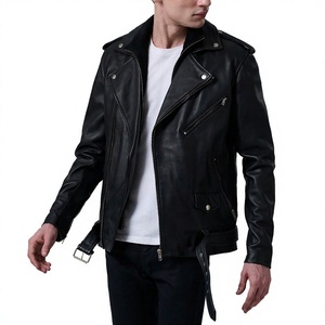 Blouson Bomber Homme en Cuir PU, Col Rabattu, Fermeture Éclair, Coupe-Vent, Décontracté, Noir Uni, Coupe Droite, Vêtement d'Extérieur Automne - Product Image 1