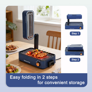 <b>Smokeless</b> Far-Infrared <b>BBQ</b> Grill, 1390W 3D Electric Indoor Grill with 360° Auto Rotating Non-Stick Plate, LCD Touch Control & Oi - Product Image 2