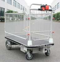 Chariot électrique HG-105 à entraînement central, chariot de manutention électrique avec étagère, chariot à plateforme à batterie
