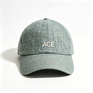 หมวกเบสบอลยีนส์วินเทจ OEM แบบ 6 แผง พร้อมโลโก้ ACE ปักลายและพิมพ์นูนยาง ขนาดเดียว - Product Image 2