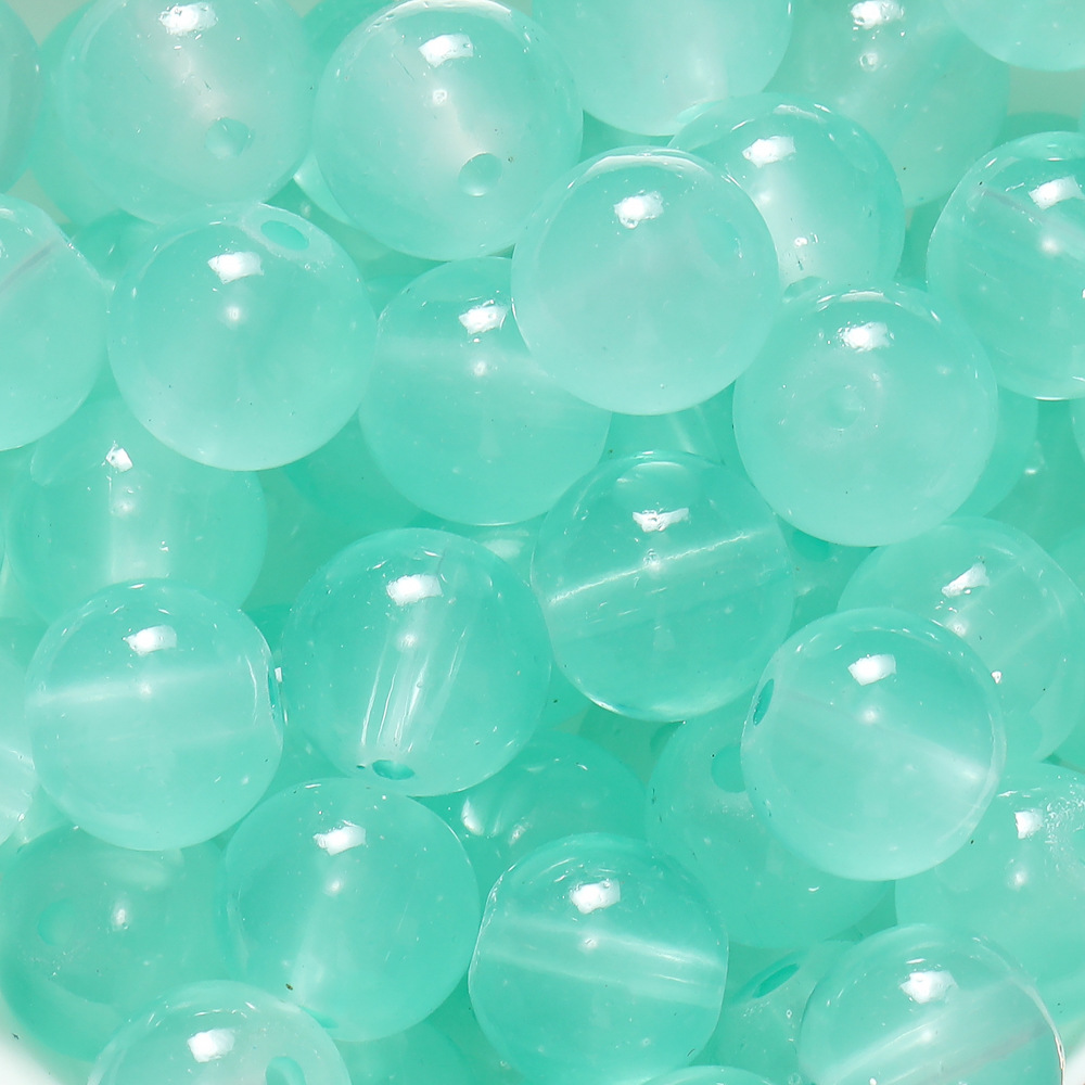 Perles de verre imitation jade 10 mm - Vert lac