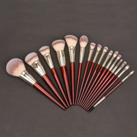 Daily Queen & Mor-phe 16 pinceaux de maquillage professionnels à manche bordeaux effet brillant, poils doux pour une application fluide, logo personnalisé
