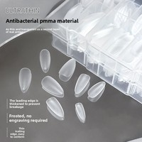 Oferta Especial: Puntas de Uñas SunelPort PMMA con Diseño de Cielo Estrellado, Transparentes, Ultrafinas, sin Costuras, Forma de Gota de Agua, Almendradas, Cortas, Esmeriladas