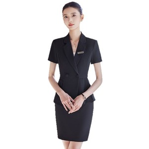 Women's White Suit Set Short Sleeve Summer Elegant Anti-Wrinkle Satin Professional Workwear For Sales Staff Jewelry Stores - Product Image 5