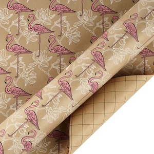 Custom Flamingo Floral Pattern Recyclable Art <b>Paper</b> Kraft Gift <b>Wrapping</b> <b>Paper</b> Roll 100GSM Coated Eco-Friendly Double Sided - Product Image 4