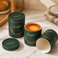 Emballage en tube de papier kraft écologique de qualité alimentaire certifié PPWR, boîte à dessert personnalisée, boîte cylindrique pour gâteau au fromage pour boulangerie