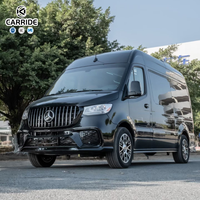 Kit d'aménagement intérieur personnalisé pour camping-car CARRIDE Premium Luxury Orange Mercedes Sprinter Modèle 2 Van, sièges en cuir, métal.
