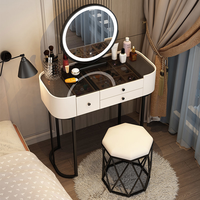 Coiffeuse intelligente moderne avec miroir LED, ensemble de table de maquillage et de coiffure avec miroir, pour chambre à coucher, vente en gros