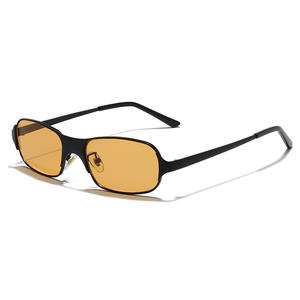 Lunettes de soleil tendance 2026, métalliques, petites, carrées, à monture intégrale, protection UV400 %, personnalisables avec logo, dorées, unisexes - Product Image 2