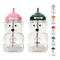 ZREGGUR Produit en gros Cadeau de Noël pour enfants Tasses à café en verre Tasse ours en verre avec couvercle multicolore Tasse en verre ours en peluche