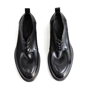 Zapatos Formales de Negocios para Hombre, Estilo Moderno Europeo, Punta Cuadrada, con Cordones, Transpirables, Ligeros, de Cuero Genuino, Tallas Grandes - Product Image 4