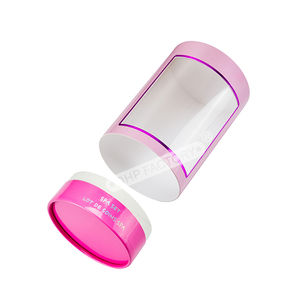 Penjualan laris kotak kemasan silinder merah muda dengan kotak hadiah bulat jendela bening untuk tampilan lilin perhiasan kosmetik - Product Image 2