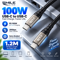 Câble d'alimentation USB C 100W pour la charge et le transfert de données haute vitesse 20 Go, câble intelligent à charge rapide, type C durable, embout en métal nylon, câble de 1,2 m