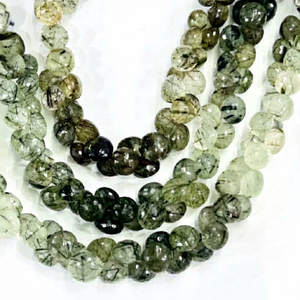 Cuentas de Cuarzo Rutilado Verde Natural de Alta Calidad AAA, Facetadas en Forma de Briolette, Tipo Lágrima, 8 Pulgadas de Largo, 8mm, Certificadas por CNAS - Product Image 1