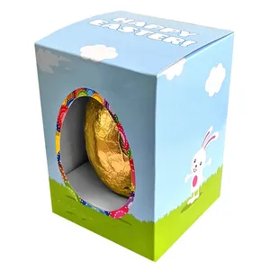 लक्जरी हस्तनिर्मित गत्ता चॉकलेट ईस्टर बच्चों उपहार पैकेजिंग के लिए कस्टम डिजाइन अंडाकार अंडे के आकार का कागज बॉक्स