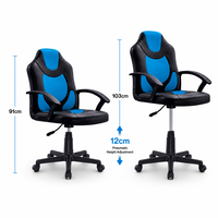 Chaise de jeu moderne en cuir PU bicolore avec accoudoirs incurvés fixes, réglage de hauteur de 12 cm, pour bureau à domicile, étude ou étudiant