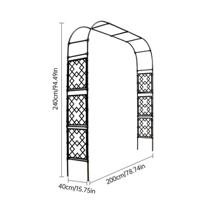 Arche de jardin en métal robuste avec revêtement PE 240x200x40cm, support pour plantes grimpantes d'extérieur, décoration de mariage et de fête - Product Image 6