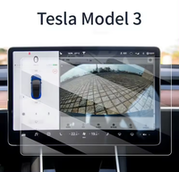 Pelindung layar sentuh 3 Pusat Model 15 inci, pelindung layar kaca Tempered navigasi GPS mobil 2.5D untuk Tesla Model 3
